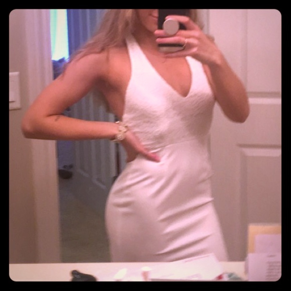 White Maxi Halter Bodycon Dress